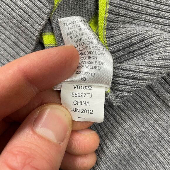 One A Sweater Womens Large Gray Yellow Striped Cowl Neck Long Sleeve Knit Casual - Picture 9 of 12